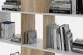 Zaga White and Oak Effect Gloss Bookcase: Elegant Storage Solution for Modern Homes - UK Luxury Furniture